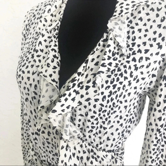 Maje Rosana wrap dress black white leopard print long sleeve excellent Size S - Picture 7 of 12